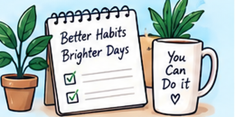 Hand-drawn notebook and plant for goals